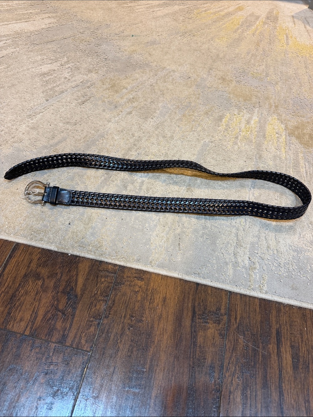 Salvatore Ferragamo Woven Gancini Leather Belt black in EUC‎